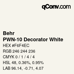 カラーコード: Behr - PWN-10 Decorator White | qconv.com
