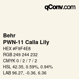 Color code: Behr - PWN-11 Calla Lily | qconv.com