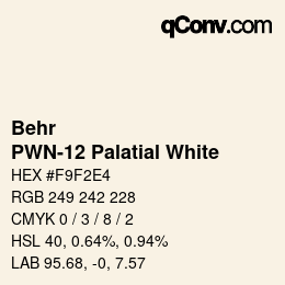 Color code: Behr - PWN-12 Palatial White | qconv.com