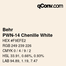 Color code: Behr - PWN-14 Chenille White | qconv.com