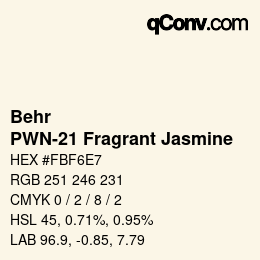 Color code: Behr - PWN-21 Fragrant Jasmine | qconv.com