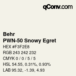 Color code: Behr - PWN-50 Snowy Egret | qconv.com