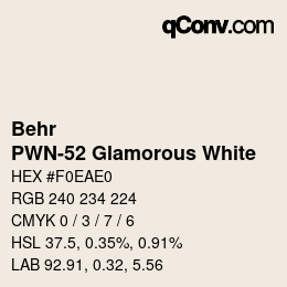 Color code: Behr - PWN-52 Glamorous White | qconv.com