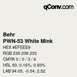 カラーコード: Behr - PWN-53 White Mink | qconv.com