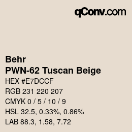 カラーコード: Behr - PWN-62 Tuscan Beige | qconv.com