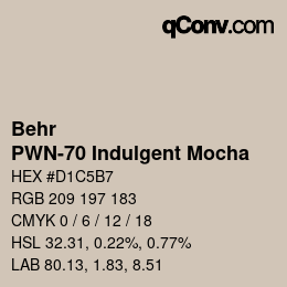 カラーコード: Behr - PWN-70 Indulgent Mocha | qconv.com