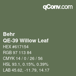カラーコード: Behr - QE-39 Willow Leaf | qconv.com