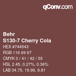 Color code: Behr - S130-7 Cherry Cola | qconv.com
