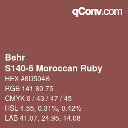 Código de color: Behr - S140-6 Moroccan Ruby | qconv.com