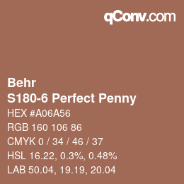 カラーコード: Behr - S180-6 Perfect Penny | qconv.com