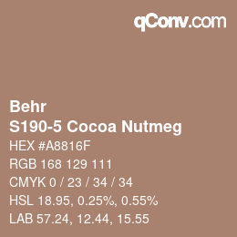 Código de color: Behr - S190-5 Cocoa Nutmeg | qconv.com