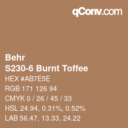 カラーコード: Behr - S230-6 Burnt Toffee | qconv.com