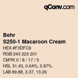 カラーコード: Behr - S250-1 Macaroon Cream | qconv.com