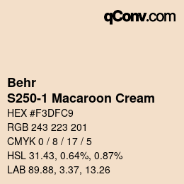 カラーコード: Behr - S250-1 Macaroon Cream | qconv.com