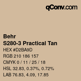Color code: Behr - S280-3 Practical Tan | qconv.com