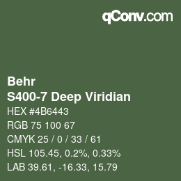 カラーコード: Behr - S400-7 Deep Viridian | qconv.com