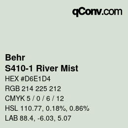 カラーコード: Behr - S410-1 River Mist | qconv.com