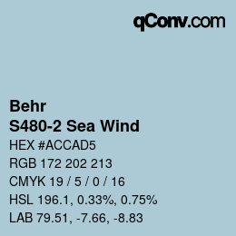 カラーコード: Behr - S480-2 Sea Wind | qconv.com