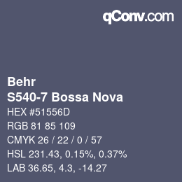 カラーコード: Behr - S540-7 Bossa Nova | qconv.com