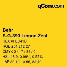 カラーコード: Behr - S-G-390 Lemon Zest | qconv.com