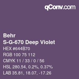 カラーコード: Behr - S-G-670 Deep Violet | qconv.com