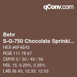 カラーコード: Behr - S-G-750 Chocolate Sprinkle | qconv.com
