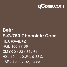 Color code: Behr - S-G-760 Chocolate Coco | qconv.com