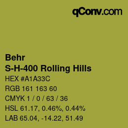カラーコード: Behr - S-H-400 Rolling Hills | qconv.com