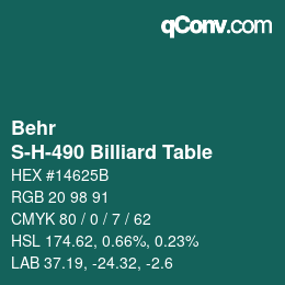 Color code: Behr - S-H-490 Billiard Table | qconv.com