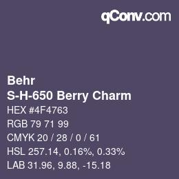 Color code: Behr - S-H-650 Berry Charm | qconv.com