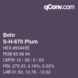 カラーコード: Behr - S-H-670 Plum | qconv.com