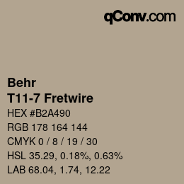 カラーコード: Behr - T11-7 Fretwire  | qconv.com