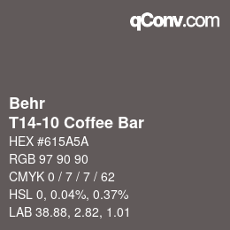 Color code: Behr - T14-10 Coffee Bar | qconv.com