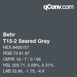 カラーコード: Behr - T15-2 Seared Gray | qconv.com