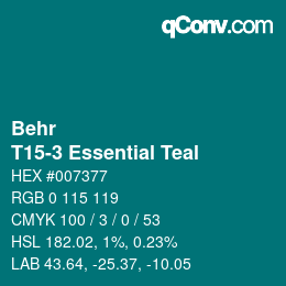 カラーコード: Behr - T15-3 Essential Teal | qconv.com