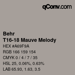 Color code: Behr - T16-18 Mauve Melody | qconv.com