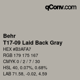 カラーコード: Behr - T17-09 Laid Back Gray | qconv.com