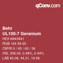 カラーコード: Behr - UL100-7 Geranium | qconv.com