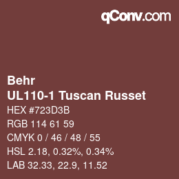 Color code: Behr - UL110-1 Tuscan Russet | qconv.com