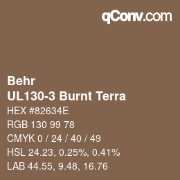 Color code: Behr - UL130-3 Burnt Terra | qconv.com