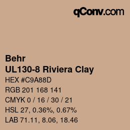 Color code: Behr - UL130-8 Riviera Clay | qconv.com