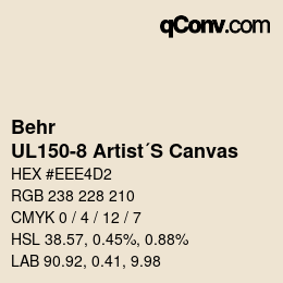 Color code: Behr - UL150-8 Artist´S Canvas | qconv.com
