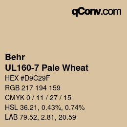 Color code: Behr - UL160-7 Pale Wheat | qconv.com