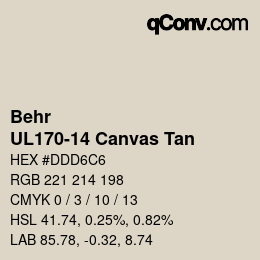 カラーコード: Behr - UL170-14 Canvas Tan | qconv.com
