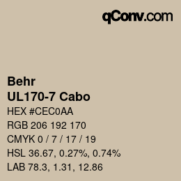 カラーコード: Behr - UL170-7 Cabo | qconv.com