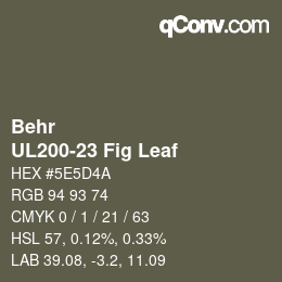 Code couleur: Behr - UL200-23 Fig Leaf | qconv.com
