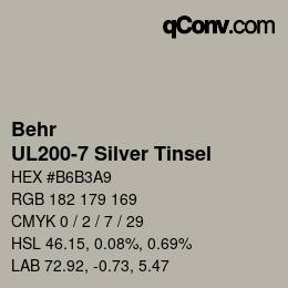 カラーコード: Behr - UL200-7 Silver Tinsel | qconv.com