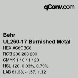 Código de color: Behr - UL260-17 Burnished Metal | qconv.com