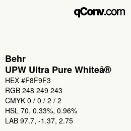 Color code: Behr - UPW Ultra Pure Whiteâ® | qconv.com