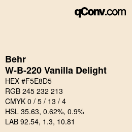 カラーコード: Behr - W-B-220 Vanilla Delight | qconv.com
